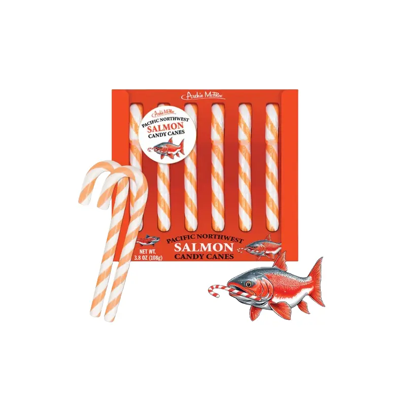 Archie McPhee Salmon 6 Count Candy Cane 3.8 oz. Box
