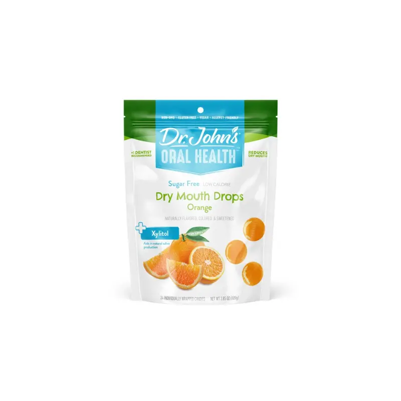 Dr. John's Oral Health Dry Mouth Drops Orange 3.85 oz. Bag