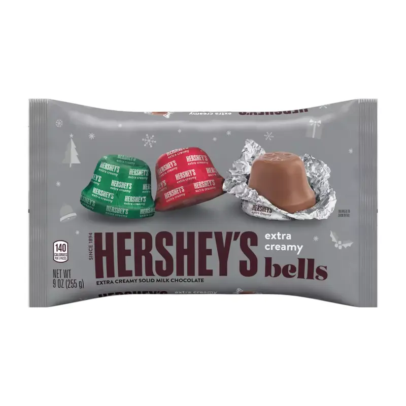 Hershey's Christmas Extra Creamy Milk Chocolate Bells 9 oz. Bag