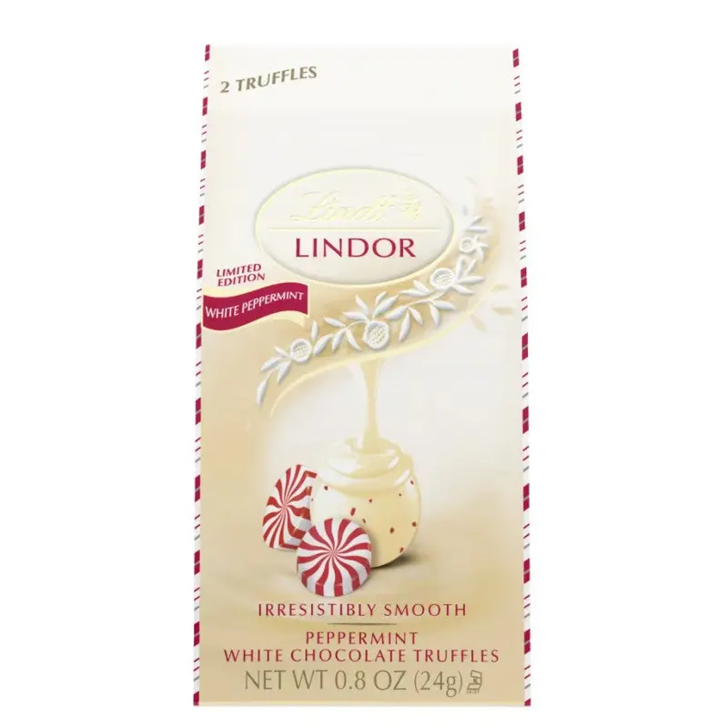 Lindt Peppermint White Chocolate Truffles 0.8 oz. Pouch
