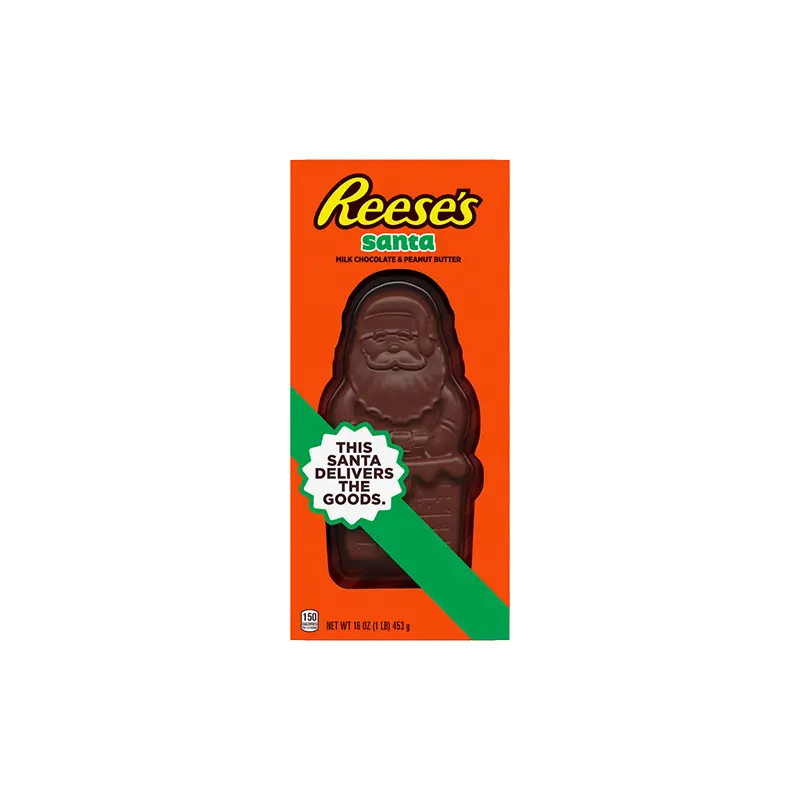 Reese's Milk Chocolate Peanut Butter 1 lb. Santa Figure 16 oz. Box