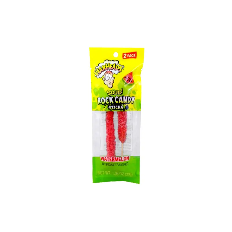 Warheads Sour Rock Candy Sticks Watermelon 2 Count 1.06 oz. Bag