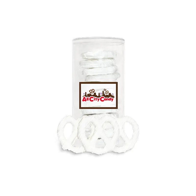 White Chocolate Hand Dipped Pretzel Twists 12 pc. Tube