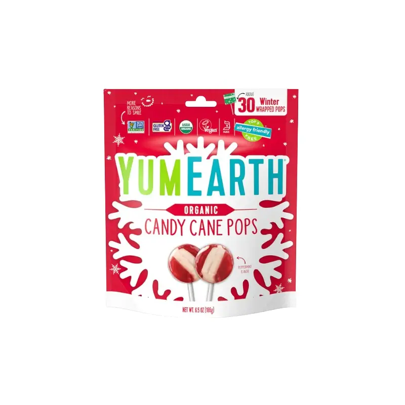 Yum Earth Organic Candy Cane Pops 6.5 oz. Bag