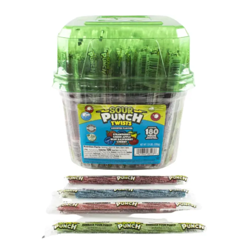 Assorted Sour Punch Twists Candy - Tub of 180
