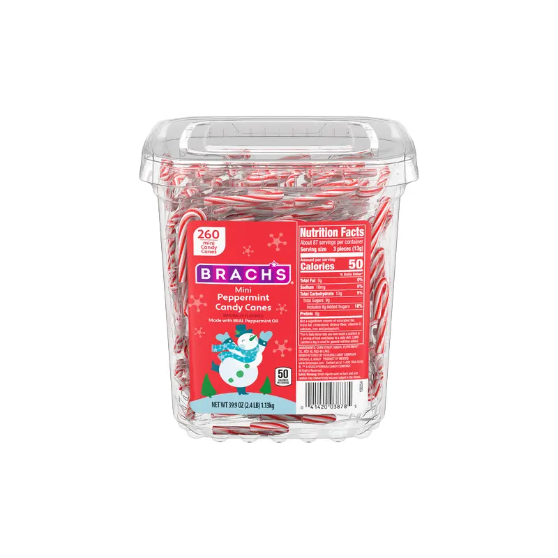 Brach's Bob's Mini Peppermint Candy Canes - Tub of 260