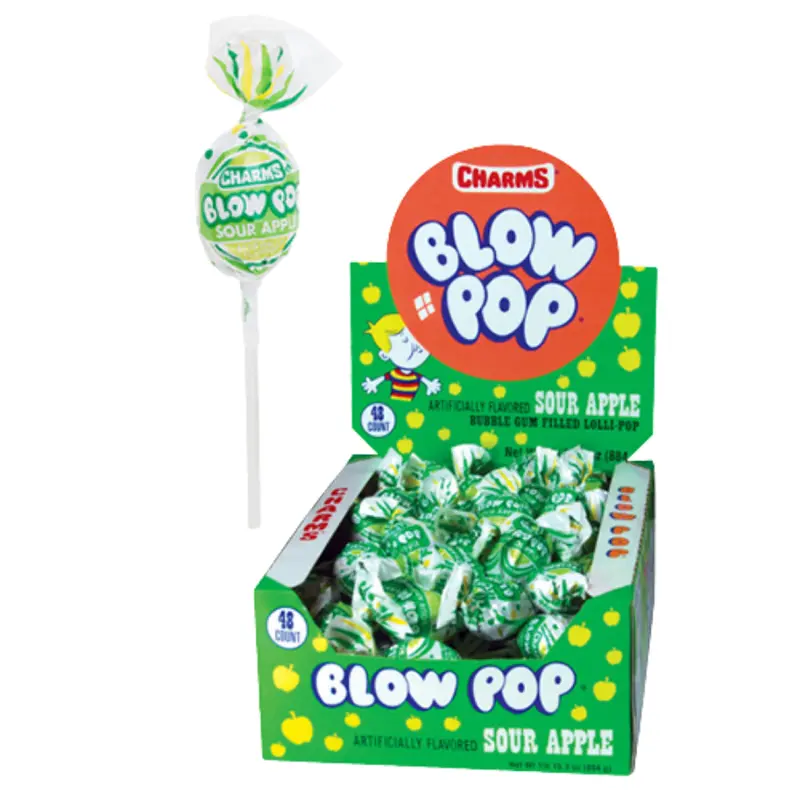 Charms Sour Apple Blow Pop Lollipops