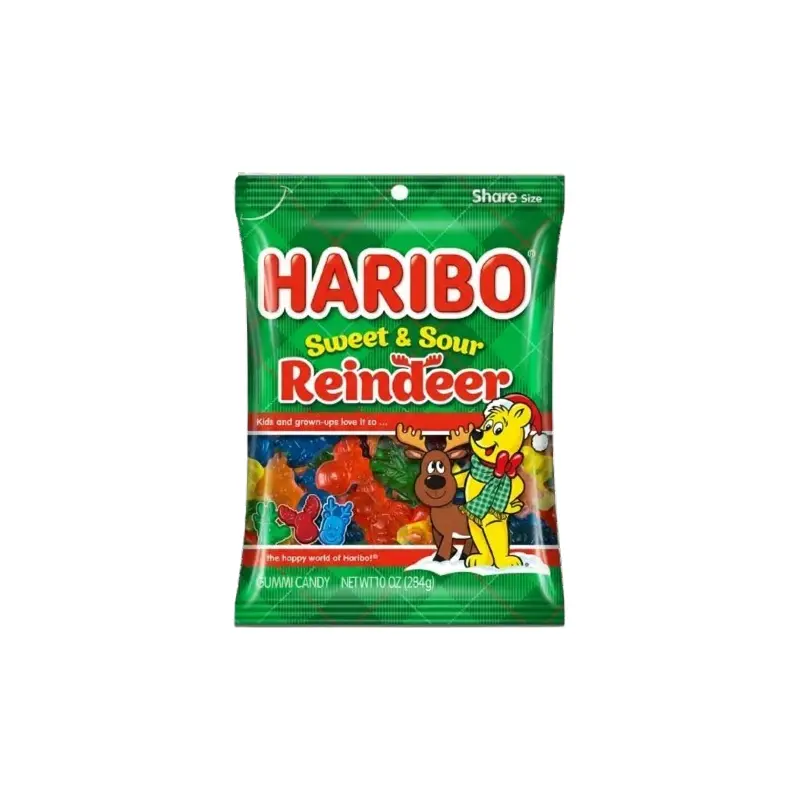 Haribo Sweet and Sour Reindeer Gummi Candy 10 oz. Bag