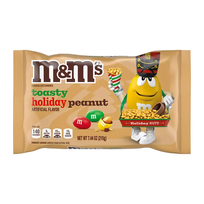 M&M Toasty Holiday Peanut 7.44 oz. Bag