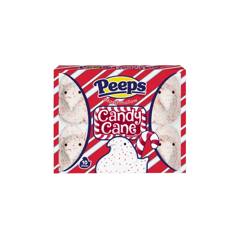 Peeps Candy Cane Flavored Marshmallow Chicks 10-Pack