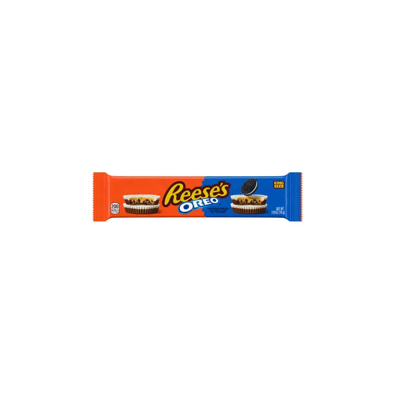 REESES OREO  Milk Chocolate & White Creme Peanut Butter Cups King Size Bar  2.8 oz.