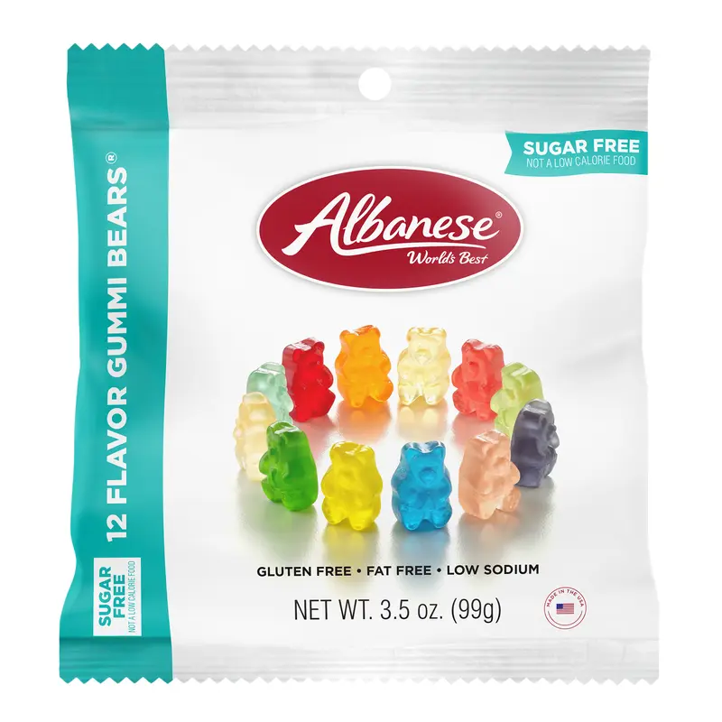 Albanese Sugar Free 12 Flavor Gummi Bears 3.5-oz. Peg Bag