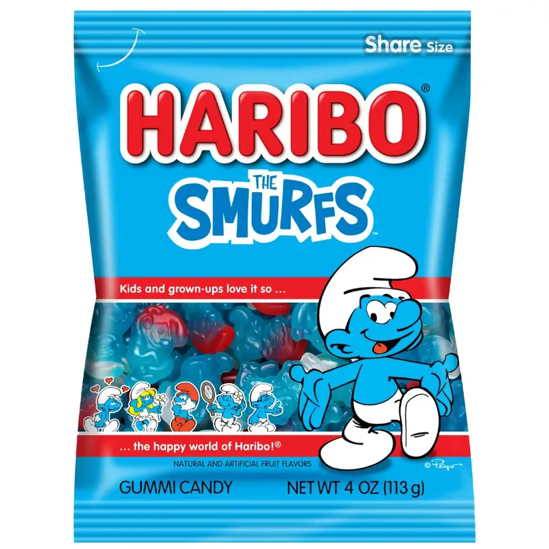 Haribo Smurfs Gummi Candy - 4-oz. Peg Bag