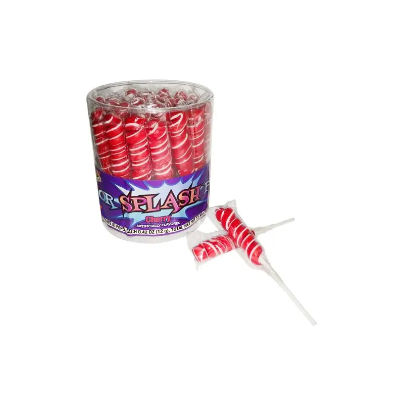 Red & White Color Splash Cherry Swirl Lollipops - 30 Count Tub