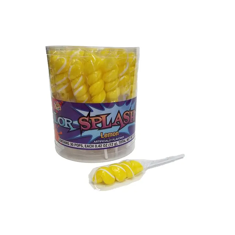 Yellow & White Color Splash Lemon Swirl Lollipops - 30 Count Tub