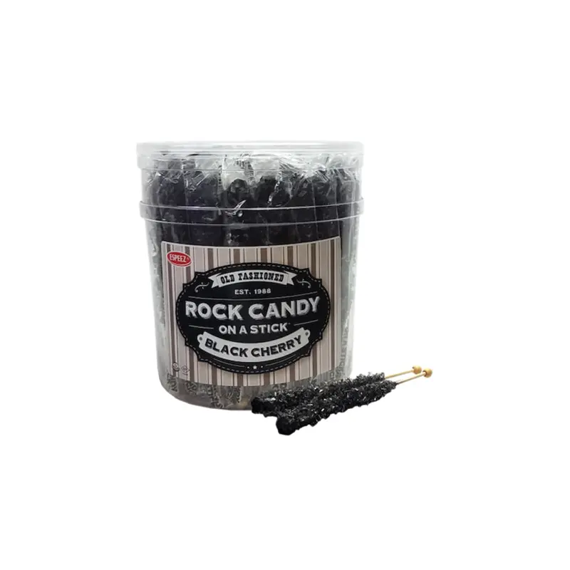 Black Cherry Flavored Rock Candy Crystal Sticks - Tub of 36