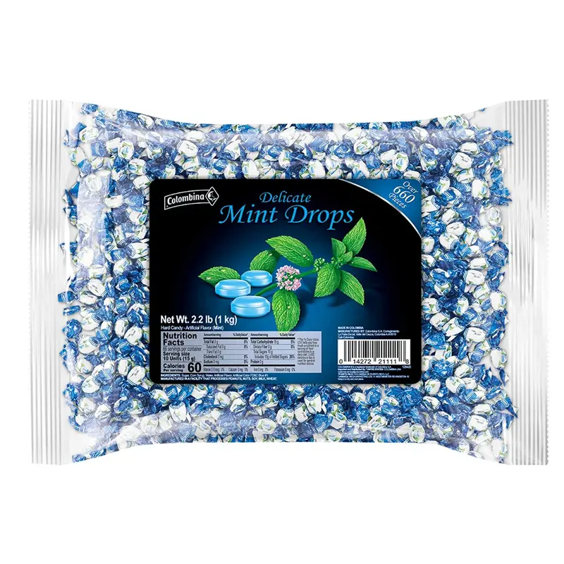 Colombina Delicate Mint Drops Hard Candy - 2.2 LB Bulk Bag