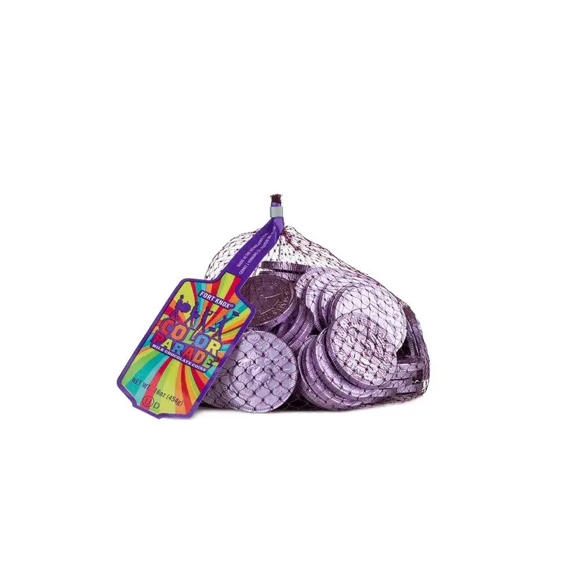 Fort Knox Lavender Milk Chocolate Coins - 1 LB Mesh Bag
