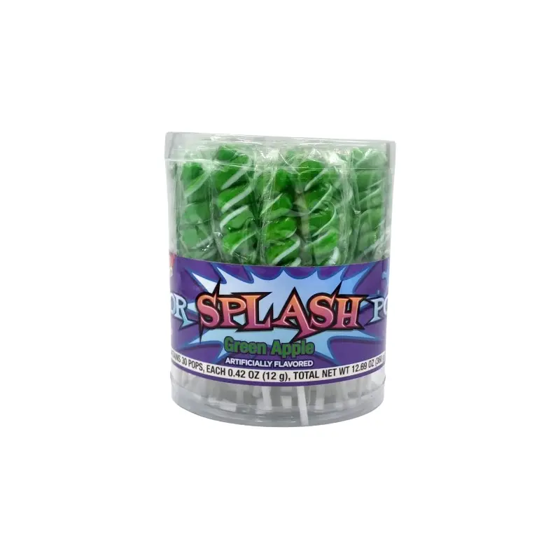 Green & White Color Splash Green Apple Swirl Lollipops - Tub of 30