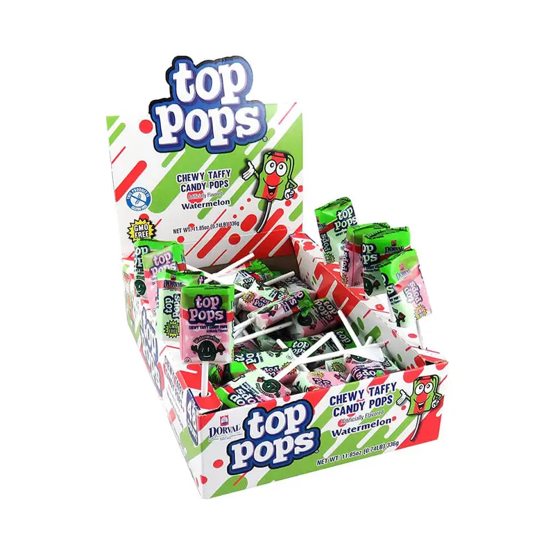Top Pops Watermelon Taffy Pops Case of 48