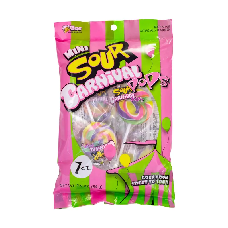 Bee Mini Carnival SOUR Pops 7 Count Bag