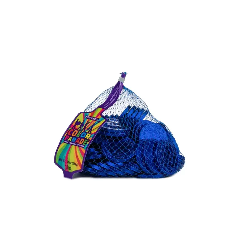 Fort Knox Dark Blue Milk Chocolate Coins - 1 LB Mesh Bag