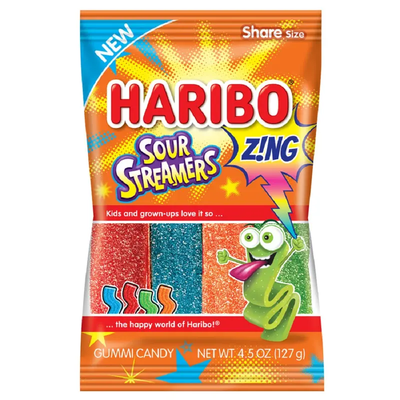 Haribo Zing Sour Streamers Gummi Candy - 4.5-oz. Bag