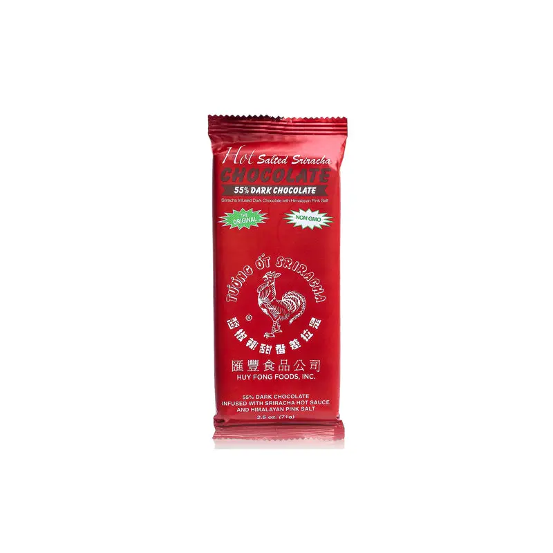 Hot Salted Sriracha Chocolate 55% Dark Chocolate Bar 2.5 oz.