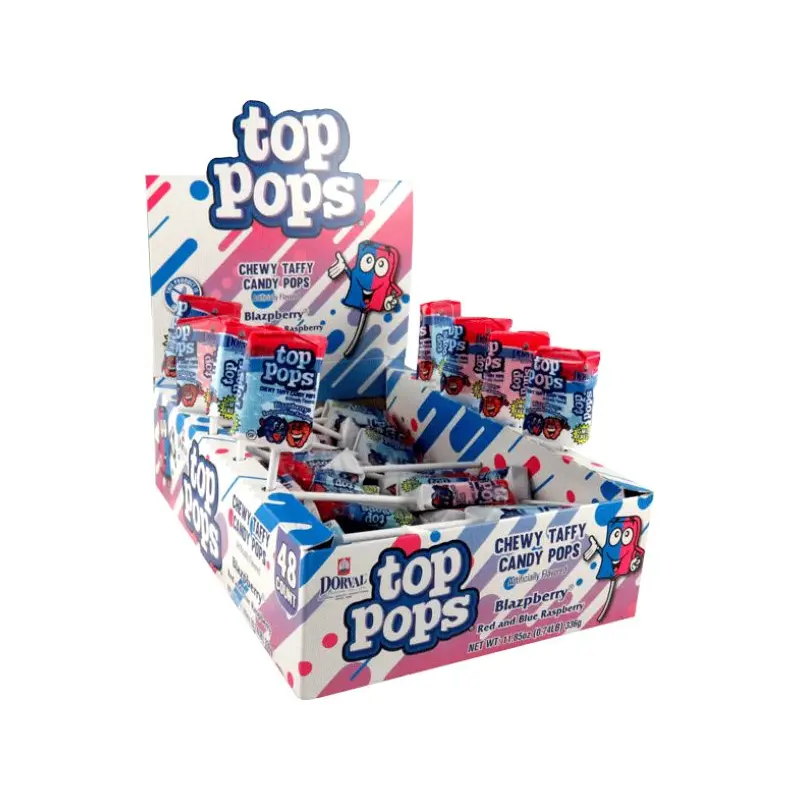 Top Pops Blazpberry Taffy Pops 48 count Box