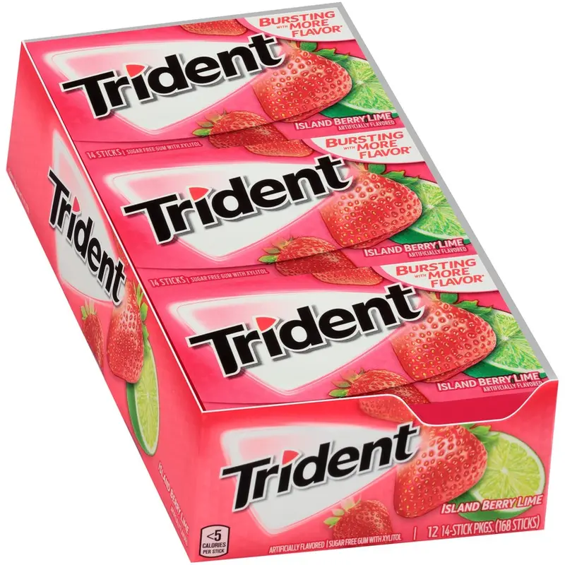 Trident Island Berry Lime Sugar Free Gum - 14 Stick Pack