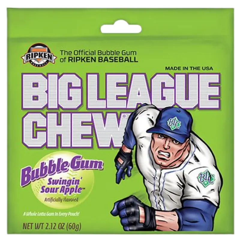 Big League Chew Swingin' Sour Apple Bubble Gum - 2.12-oz. Bag