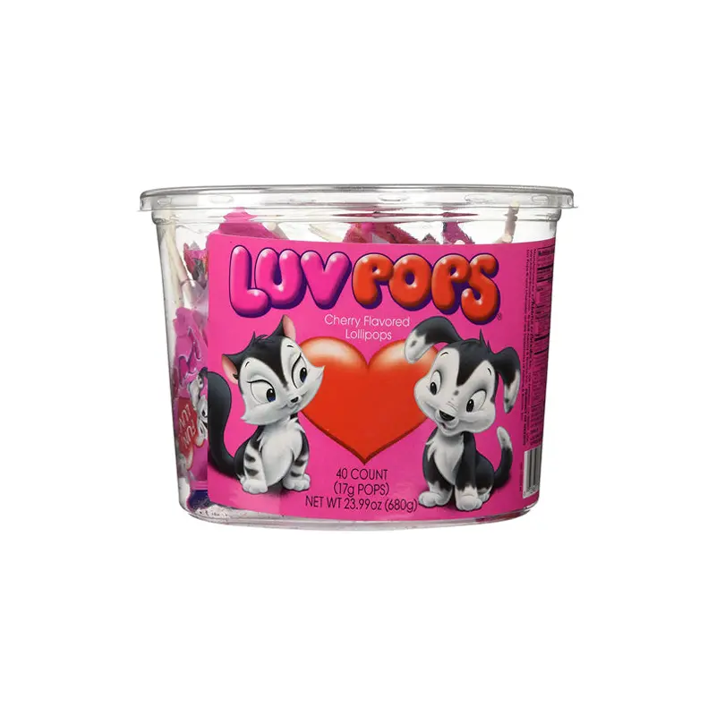 Luv Pops Cherry Flavored Lollipops - Tub of 40