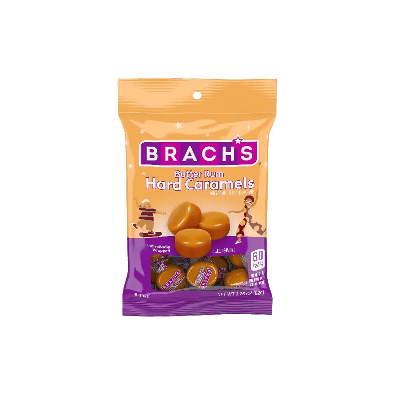 Brach's Butter Rum Wrapped Hard Caramels 3.25 oz Peg Bag