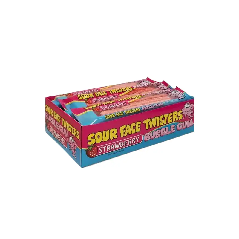 Face Twisters Strawberry Sour Bubble Gum 2 oz. Tray