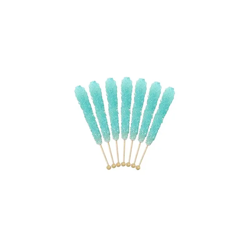 Light Blue Cotton Candy Flavored Rock Candy Crystal Sticks - Tub of 36