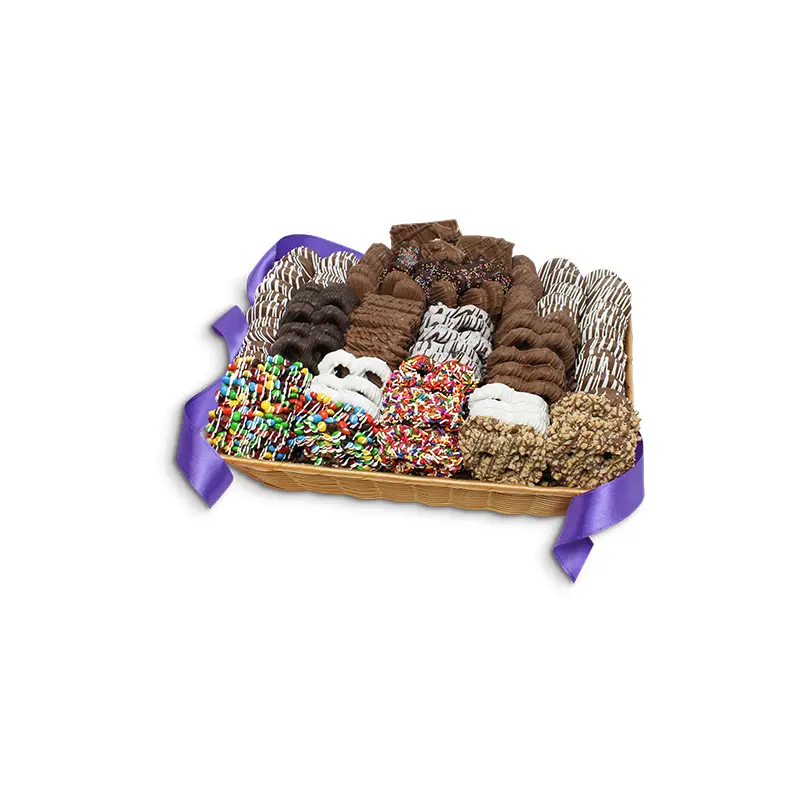 Platinum Collection Chocolate Covered Pretzels & Treats Gift Basket  Gourmet Hand-Dipped Assortment