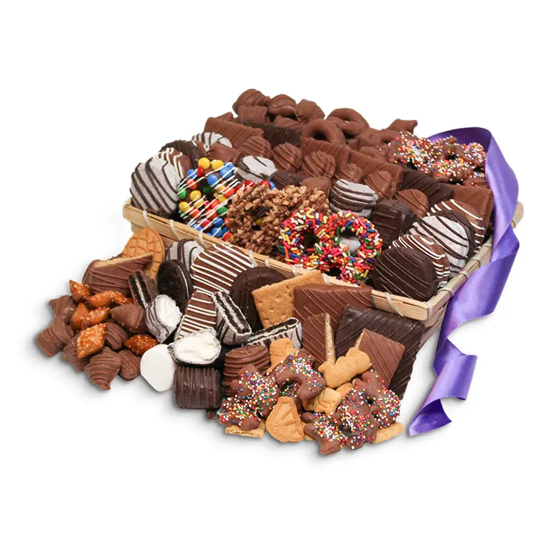 Snack Basket Chocolate Covered Treats Gift Basket  Gourmet Hand-Dipped Snacks for Groups & Offices