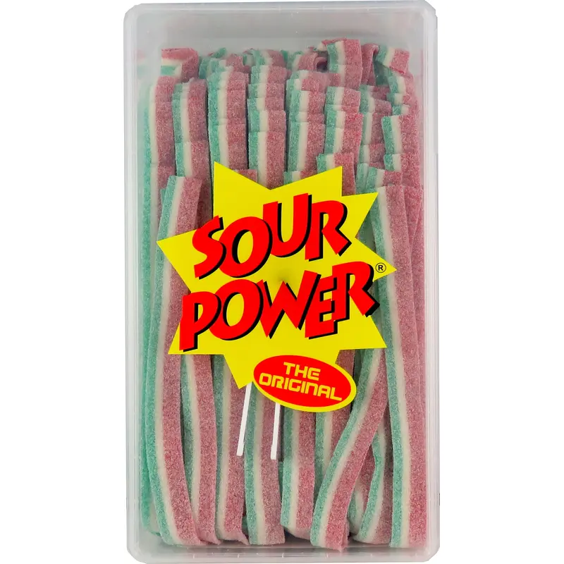 Sour Power Unwrapped Watermelon Candy Belts - Tub of 150