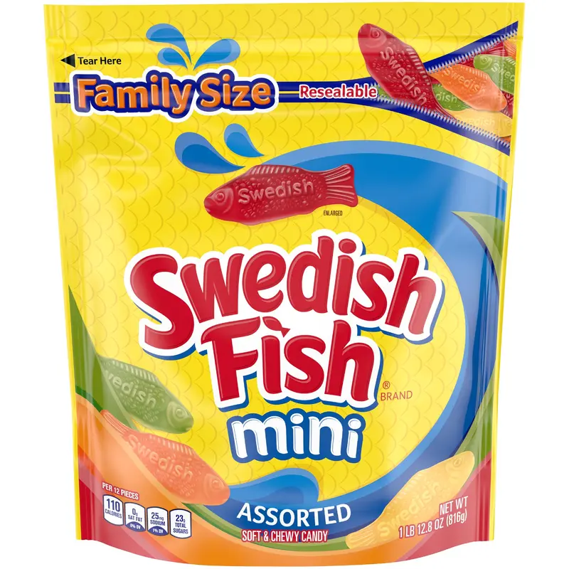 Swedish Fish Mini Assorted Soft & Chewy Candy - 1.8 LB Resealable Bag
