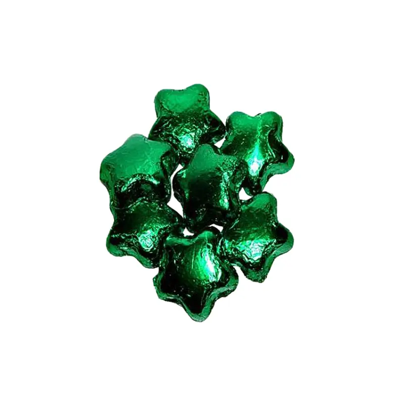 Green Foiled Milk Chocolate Stars - Bulk Bags