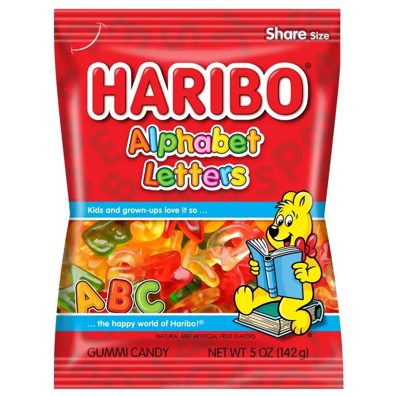 Haribo Alphabet Letters Gummi Candy - 5-oz. Peg Bag