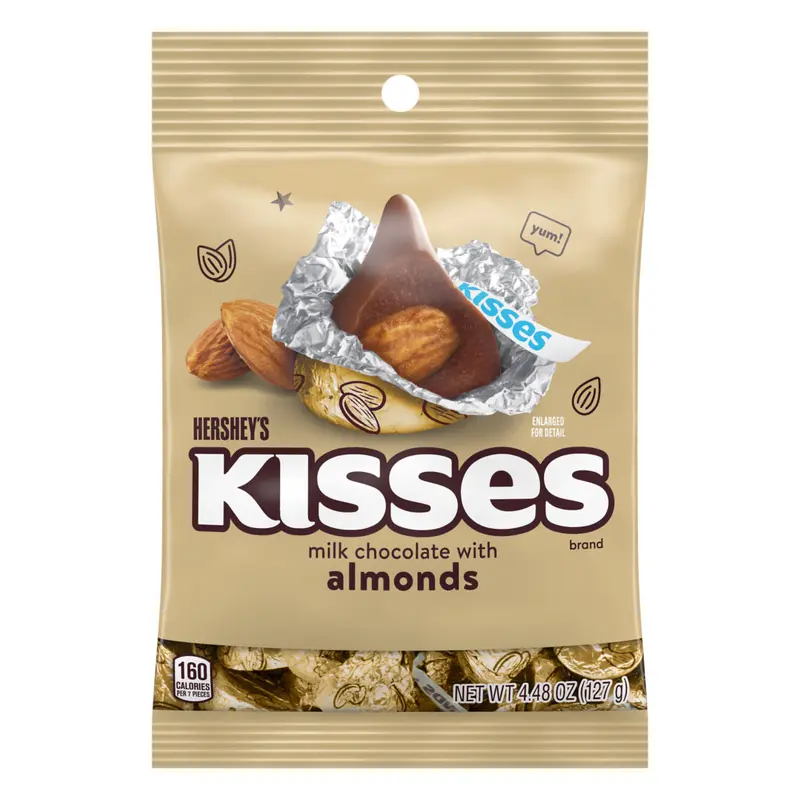 Hershey's Milk Chocolate Kisses with Almonds 4.48 oz. Bag