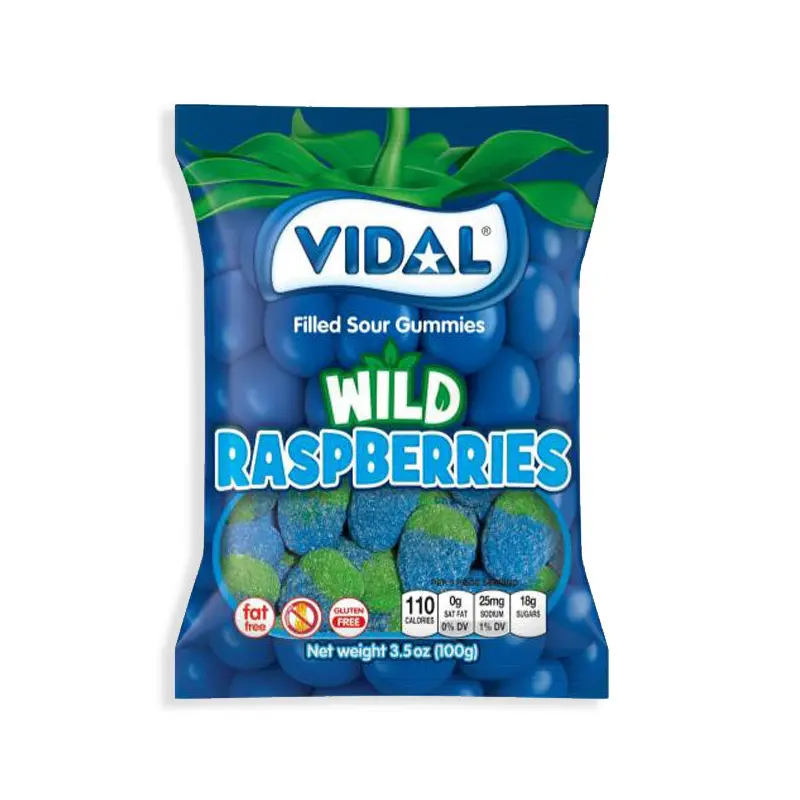 Vidal Filled Sour Gummies Wild Raspberries 3.5 oz. Bag