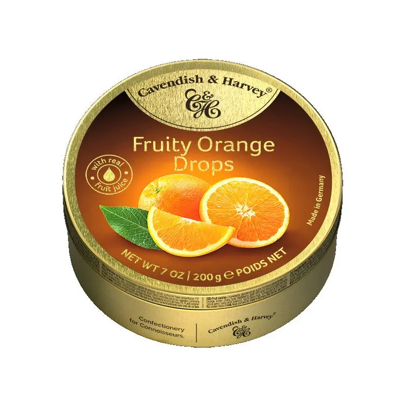 Cavendish & Harvey Fruity Orange Drops 5.3 oz. Tin
