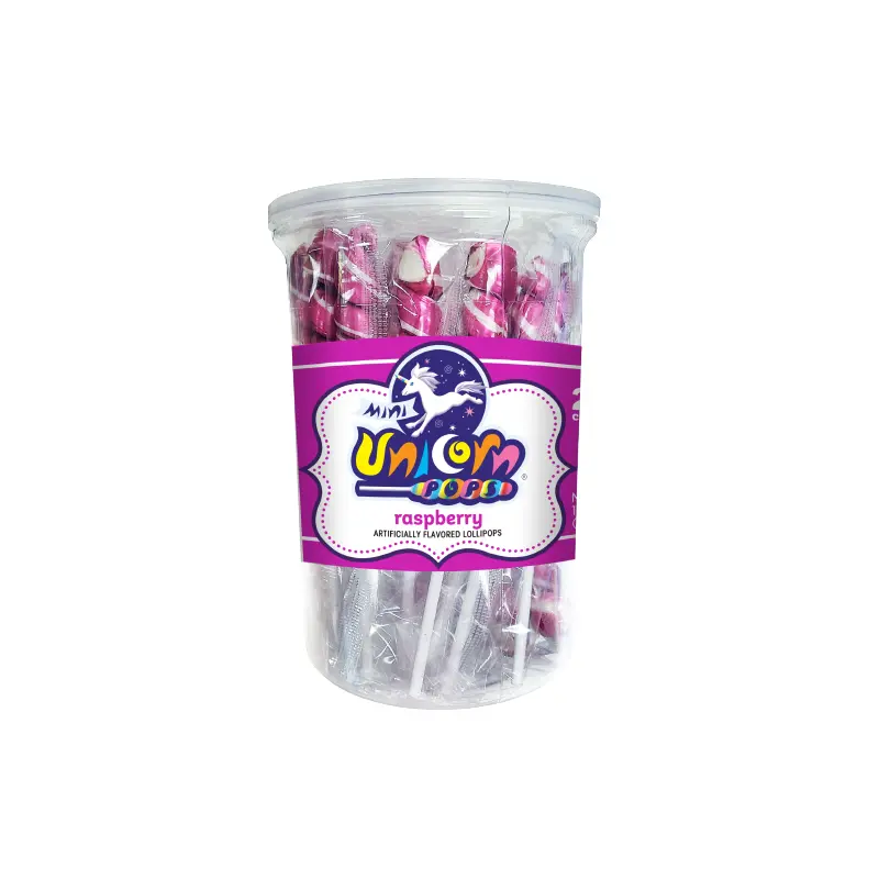 Dark Pink & White Raspberry Mini Unicorn Pop - 24 Count Tub