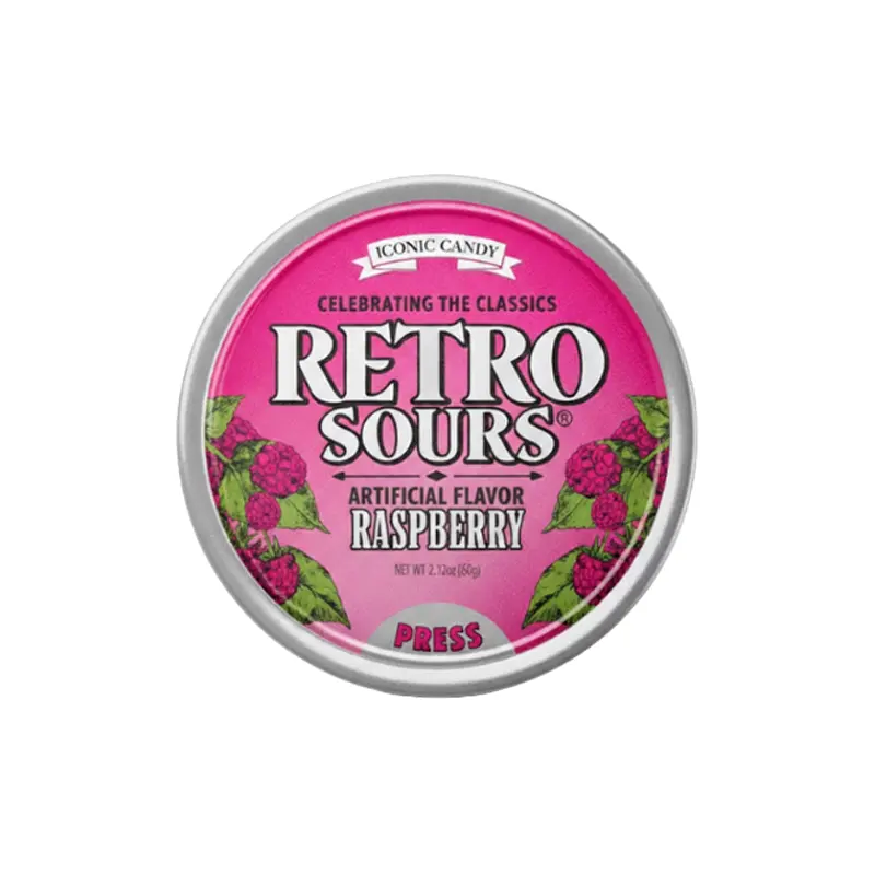 Iconic Candy Retro Sours Raspberry 2 oz. Tin