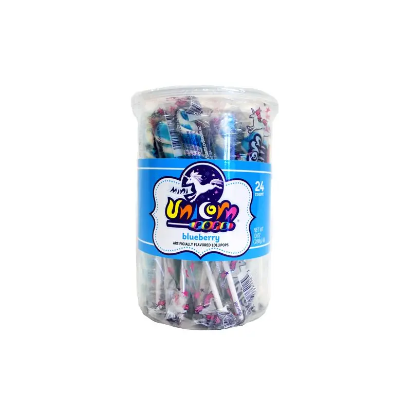 Light Blue & White Blueberry Mini Unicorn Pop - 24 Count Tub