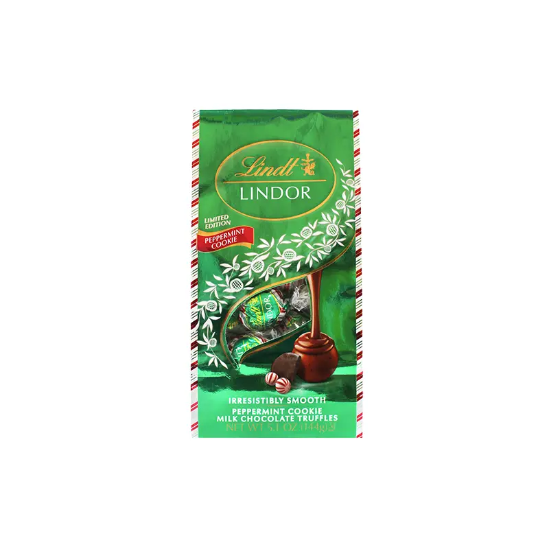 Lindt Lindor Peppermint Cookie Milk Chocolate Truffles  5.1 oz. Bag Limited Edition Holiday Flavor