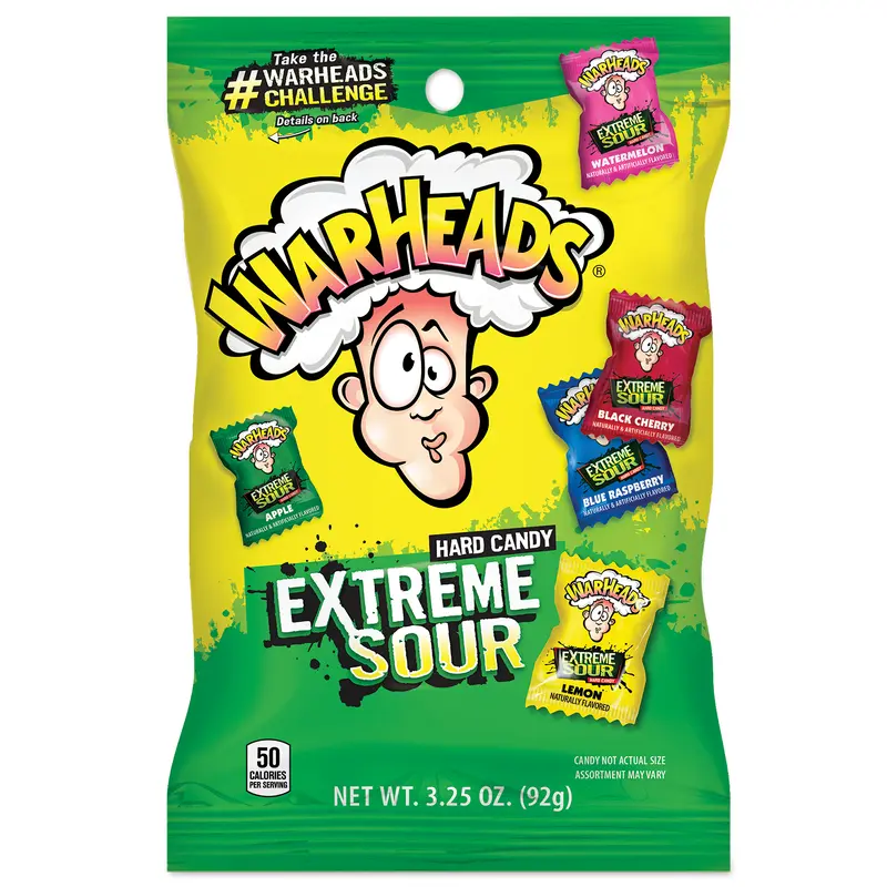 Warheads Extreme Sour Hard Candy 3.25 oz. Bag