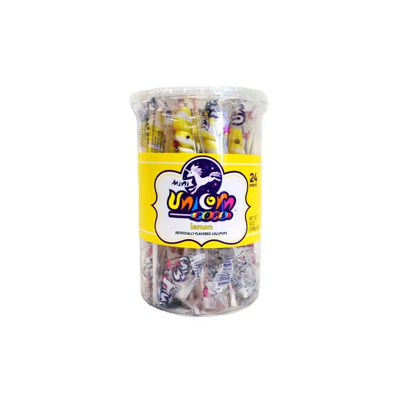 Yellow & White Lemon Mini Unicorn Pop - 24 Count Tub